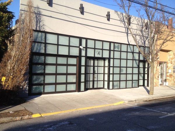 Frosted glass commercial door